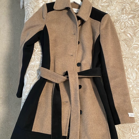 Beige and black woolen coat Calvin Klein - Picture 12 of 12